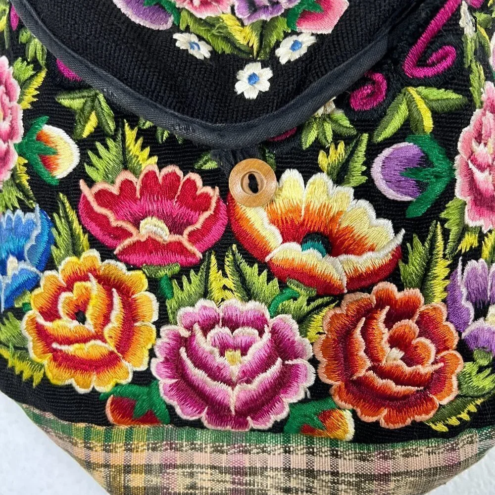 Boho Messenger Hobo Bag Purse Embroidered Floral Colorful Hippie Artisan